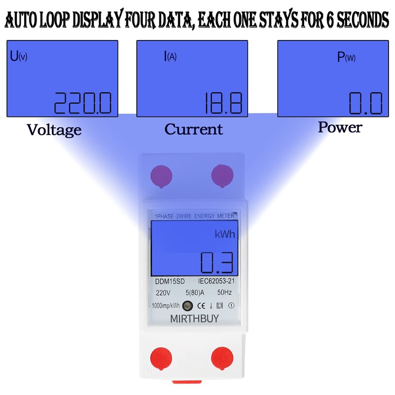 LCD Digital Electricity Meter 5(80) A 220V B Calibrated AC