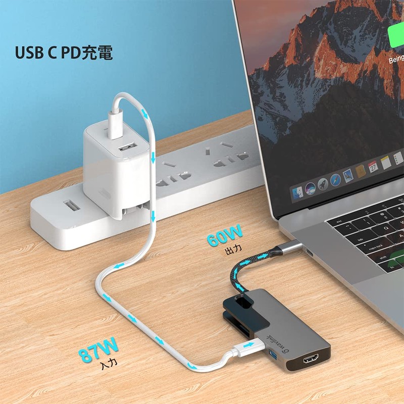 WAVLINK USB-C 6-in-1 Docking Station PowerDelivery/87W Output HDMI/4K@30Hz, 4 USB