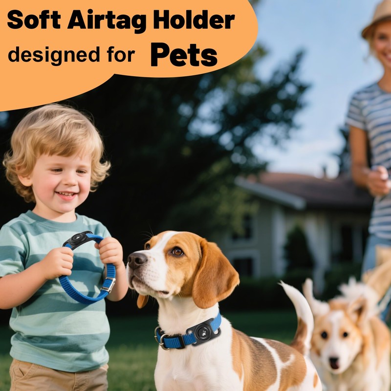 [2 Pack] Waterproof AirTag Dog Collar Holder Case, Silicone Full-Body