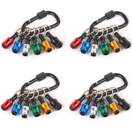 katerk 6pcs 1/4 inch Hex Shank Aluminum Alloy Screwdriver Bits Holder 4 Sets, Light-weight Quick-change Extension Bar Keychain Drill Screw Adapter Change Portable (With Black Carabiner)