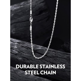 Bandmax Stainless Steel Rope Chain for Men Women 2MM Wide Slim Shining Silver Tone Twisted Rope Chain Choker Necklaces 18 Inch Gift for Husband Son Father