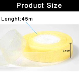 2PCS BMYUK Organza Chiffon Ribbon Easter Ribbon for Gift Wrap Hair Birthday Christmas DIY Making Wedding Decoration 25mm 45m (Creamy)
