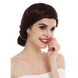 WIG ME UP - 2614-FRT34 Women's Wig Carnival Braided Bun Costume Maid Medieval Brown