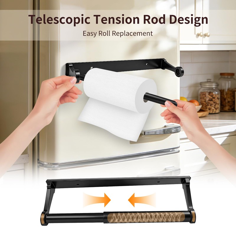 Magnetic & Adhesive Paper Towel Holder for Refrigerator Side, No