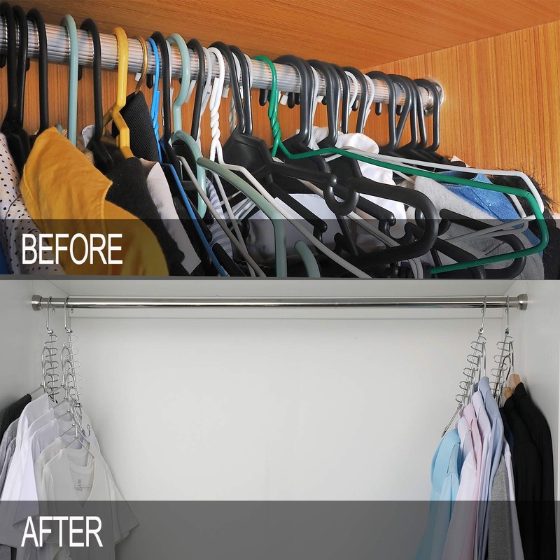 Meetu Space Saving Hangers Magic Cloth Hanger Metal Closet Organizer