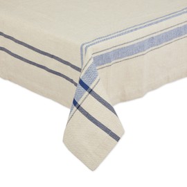DII French Stripe Dining Table Collection Farmhouse Style Tablecloth, 60x84 Inches, Taupe/Blue