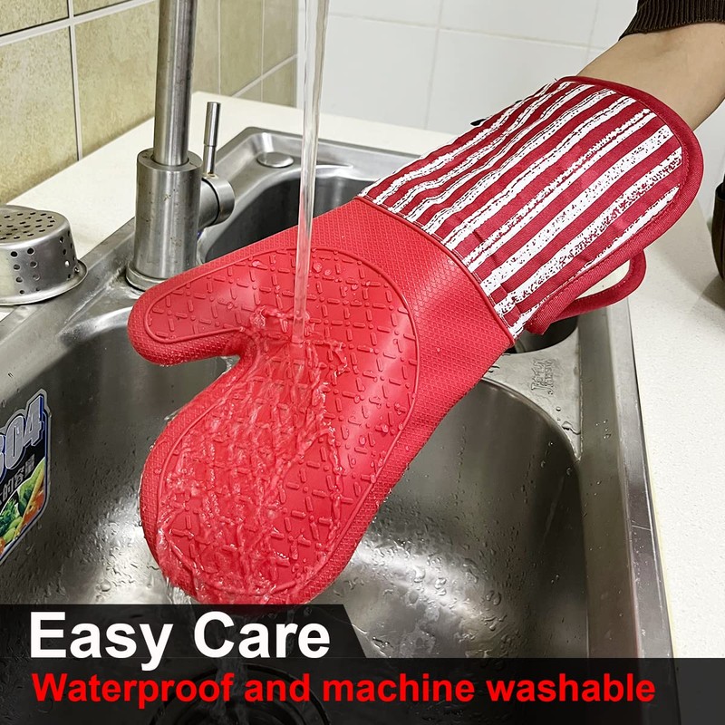 Alselo Silicone Oven Mitts Heat Resistant 932℉ with Waterproof &