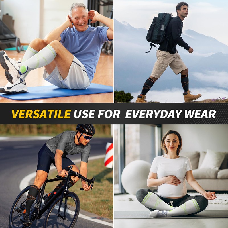 CAMBIVO 2 Pairs Compression Socks for Women and Men(15-20 mmHg),