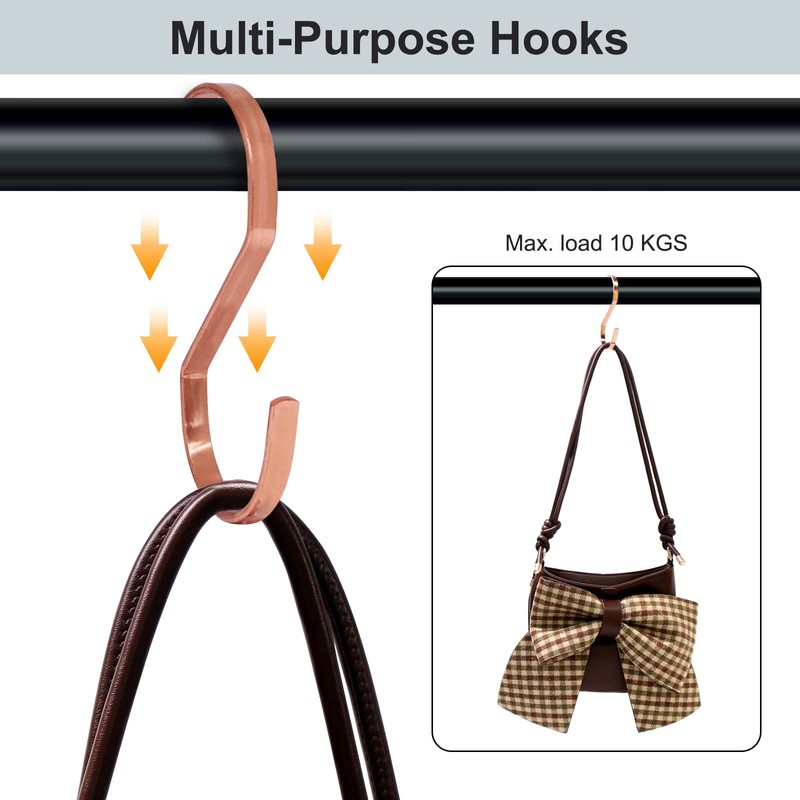 SumDirect 10pcs 4 Inch Rose Gold Flat S Hooks, Heavy