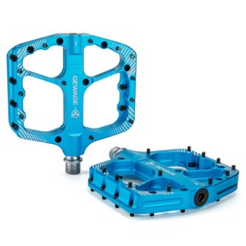 GEWAGE MTB Pedals Set - CNC Aluminium Bicycle Pedals, Chrome Steel Axle, Ball Bearing & Sealing System for Mountain Bike, Gravel Bike, Trekking - Ideal for Downhill & Trail (Blue)
