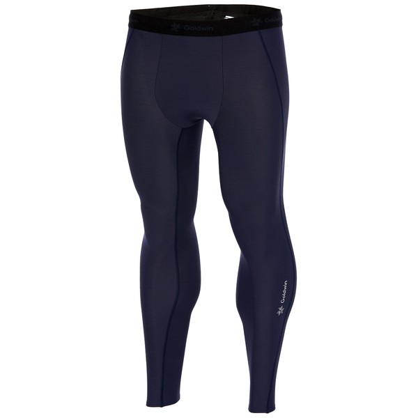 Goldwin GC62351 Men's Sports Tights, Kodensiwarm Long Tights, Heat Retention, Compression, Sweat Absorbent, Quick Drying, UV Protection, Eclipse navy
