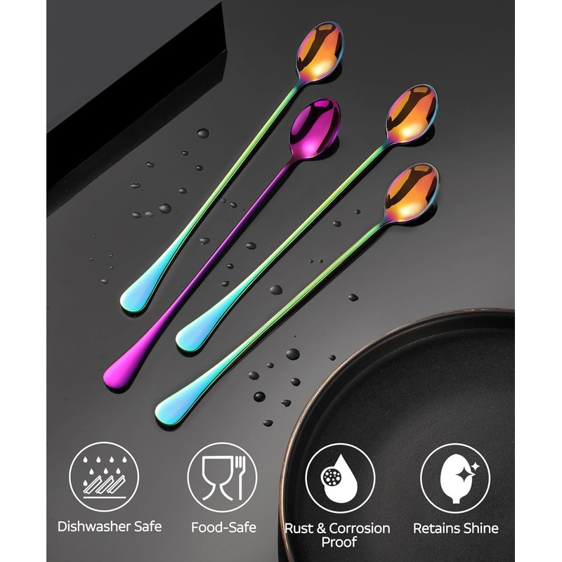 Long-handled ice tea spoon, cocktail stir spoons, stainless steel coffee