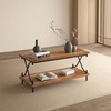 VECELO 39-Inch Coffee Table with Storage and Open Shelves for