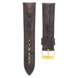 Ewatchparts 20mm Leather Watch Band Strap Gold Regular Clasp Compatible With Montblanc Watch Dark Brown