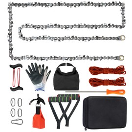 SENSILIN Rope Saw for Tree Limbs, 55 Inch Rope Chain Saw with 70 Sharp Teeth ＆ 46 Feet Ropes Kit, Rope Saw Tree Saw High Limb Rope Chainsaw, Pocket Chainsaw
