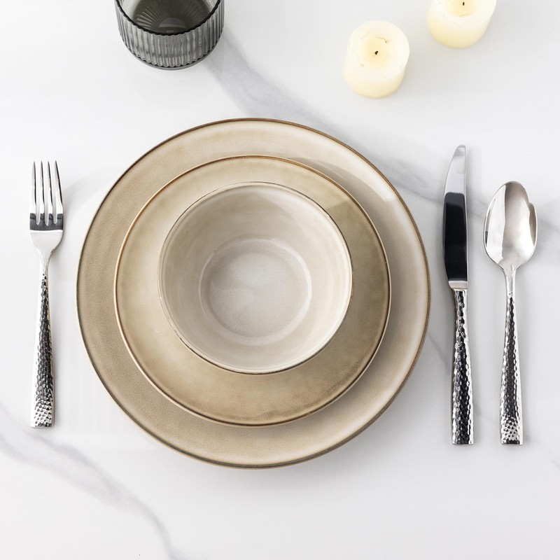 AmorArc Stoneware Dinnerware Sets for 4, 12 Pieces Handpainted Ceramic