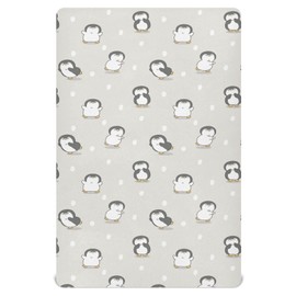 Pfrewn Crib Sheets for Boys Girls Cute Cartoon Penguin Fitted Crib Sheet for Mini Crib Mattress Stretch Soft Toddler Baby Playard Sheet, 39x27x5IN