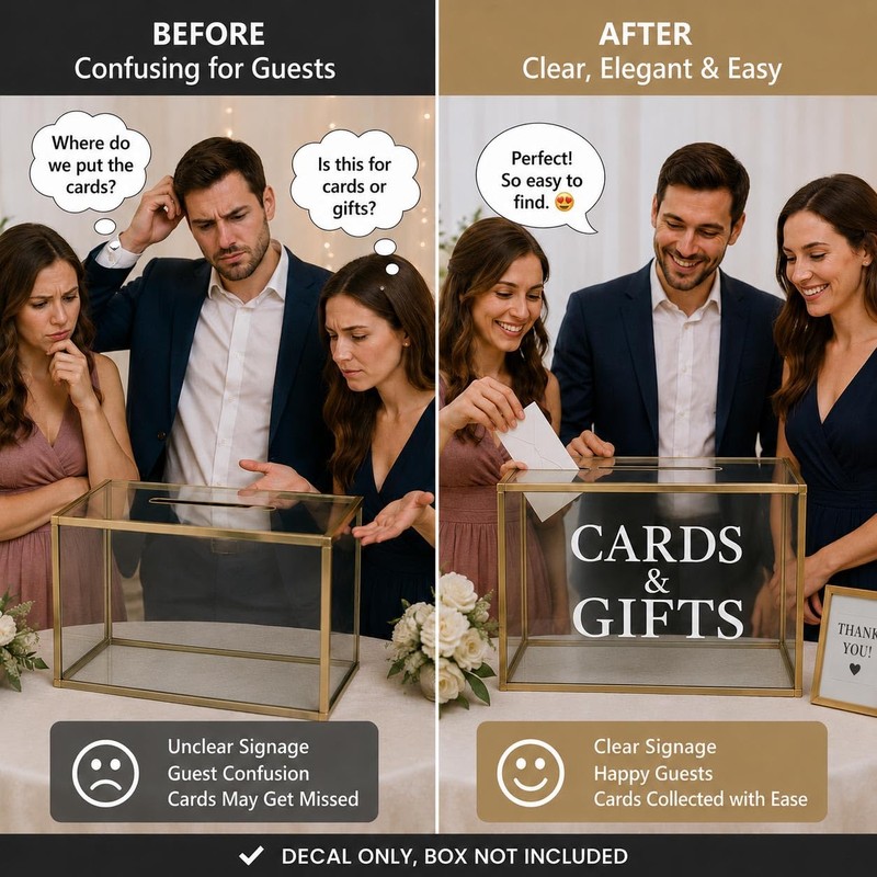 Wedding Card Box Vinyl Decal: White 6 Inch Cards &