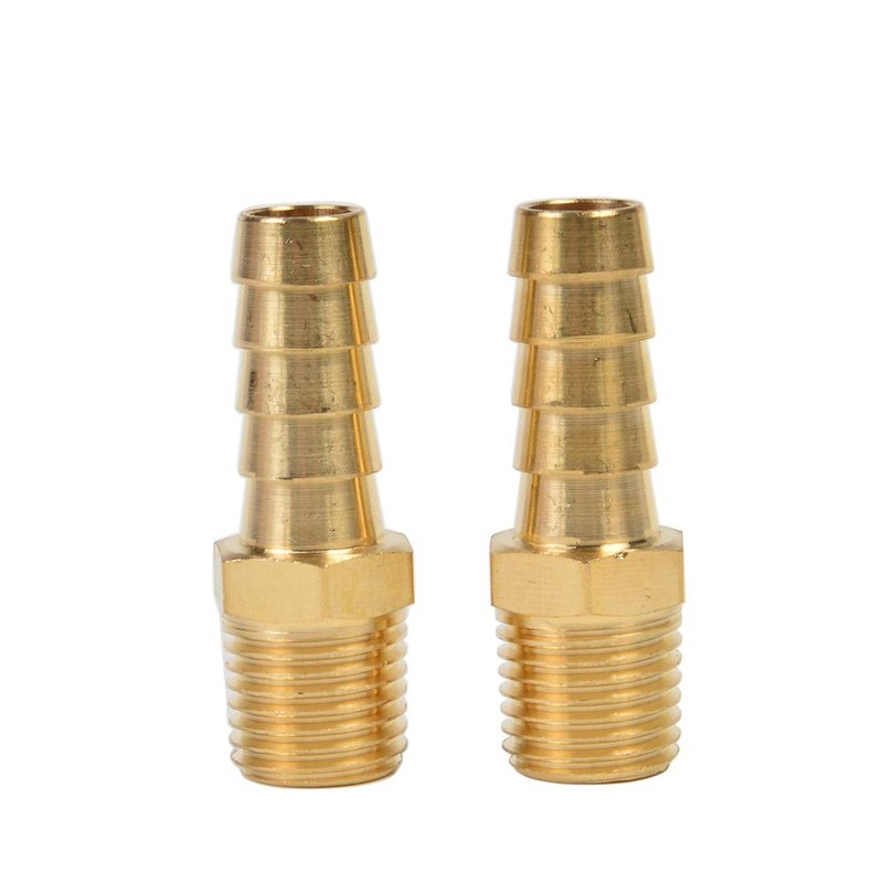 2 Pack Brass Hose Fitting, Adapter, 3/8" Barb x 1/4"