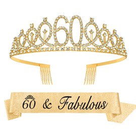 Glittery Crystal Crowns and Sashes for Women's Birthdays - 60th Birthday Tiara, Crown, Headband and Decorations
