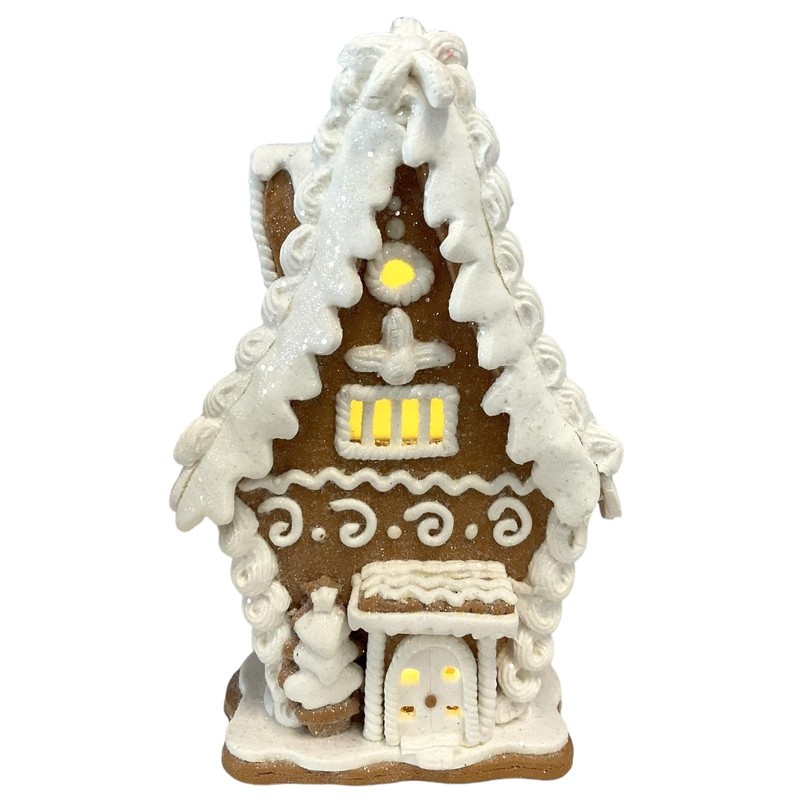 Gerson 7" H B/O Lighted Holiday Gingerbread House Set of