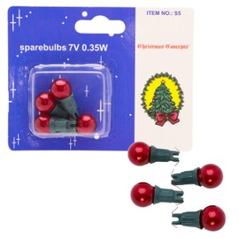 Christmas Concepts® Pack of 4 Red Berry Push in Spare Bulbs - 7V 0.35W - Replacement Bulbs