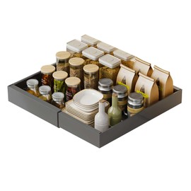 Petyoung Expandable Slide Out Drawers for Kitchen Cabinets, Heavy Duty Pull Out Cabinet Organizer, Kitchen Bathroom Organizers and Storage, Fixed with Adhesive Nano Film