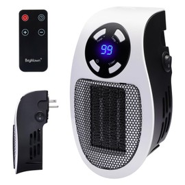 Brightown Wall Plug In Heater 450W, Portable Outlet Heater with Remote, Clear LED Display, Small Wall Heaters for Indoor Use with Adjustable Thermostat and 12H Timer for Bathroom Room Office