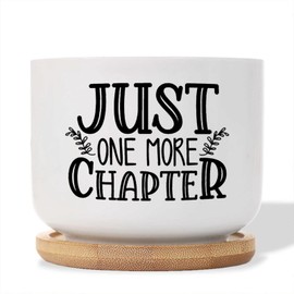 DecStic Just One More Chapter Ceramic Planter Bible Verse Snake Plant Live Indoor with Pot with Drainage Holes and Saucers Pot for Home Office Desk Garden