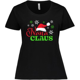 inktastic Nana Claus with Christmas Santa Hat and Snowflakes Women's Plus Size T-Shirt 4X 0040 Black 3872a