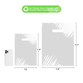 Linelglobal Plastic Shopping Bag for Small Business 11.8" Merchandise Bag Die Cut with Handle Store Retail - Clear