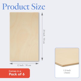 3 mm Baltic Birch Plywood 1/8 x 12 x 20 Inch, Box of 6 B/BB Grade Craft Wood, Stronger Than Basswood Sheets, for Laser, CNC Cutting and Wood Burning, by Woodpeckers