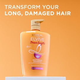 L'Oreal Paris L'Oral Paris Elvive Dream Lengths Shampoo XL for Long Damaged Hair, Nourishing & Strengthening to Prevent Hair Breakage, Enriched with Castor Oil, 1L