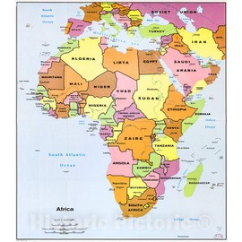Historic 1982 Wall Map - Africa. 22in x 24in