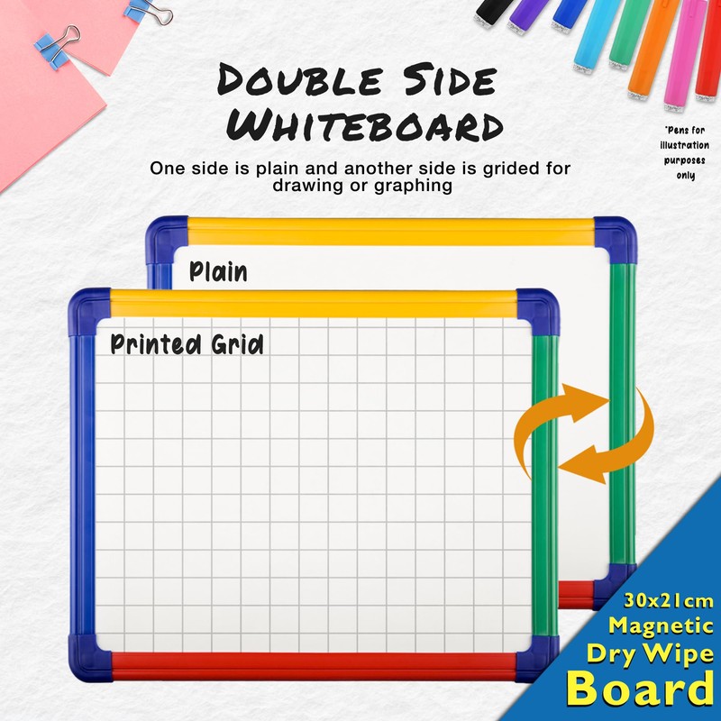 Premium A4 Magnetic Whiteboard 30 x 21cm- Double-Sided with Dry