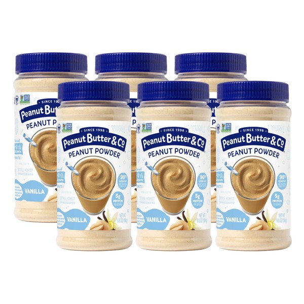 Peanut Butter & Co. Vanilla Peanut Powder, Non-GMO Project Verified, Gluten Free, Vegan, 6.5 oz Jars (Pack of 6)
