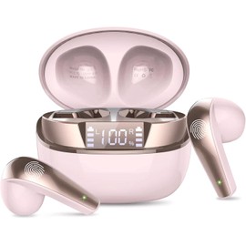 Wireless Earbuds Bluetooth 5.3 Earphones with HiFi Stereo Headphones Wireless, 47H Ear Buds with 4 ENC Noise Cancelling Mics, Dual LED Display in Ear Headphones IP7 Waterproof USB-C for Work, Home