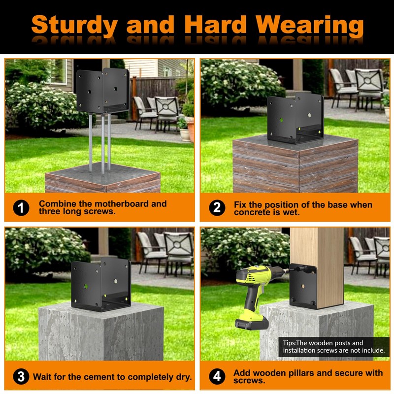 FMhotu 4x4 Concrete Post Base(4 PCS), Deck Post Base Holder