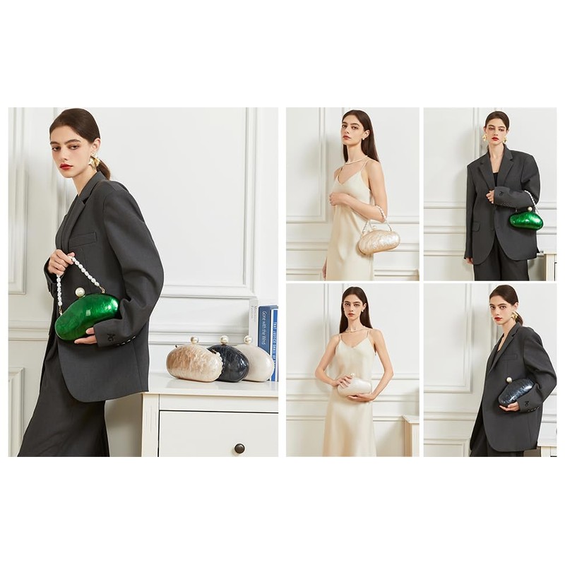 BRYCTSISEN Acrylic Shell Shaped Handbag (Black)