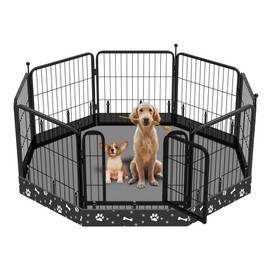 Dog Playpen Bottom Pad Fits for 24 Inch 8 Panels Metal Exercise Pet Playpen, Dog Crate Pad Puppy Playpen Pad, Elastic Buckles Connections.(Note: Playpen Not Included!!!) -Black