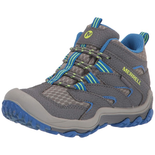 Merrell unisex child Chameleon 7 Mid Lace Up Waterproof Hiking Boot, Grey/Blue, 12.5 Little Kid US