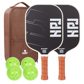 HUDEF Pickleball Paddles, USAPA Approved Pickle Ball Paddles Set of 2, Composite Carbon Fiber and Polypropylene Honeycomb Core Pickleball Racket with Comfort Grip, 4 Outdoor Balls and Carry Bag Black