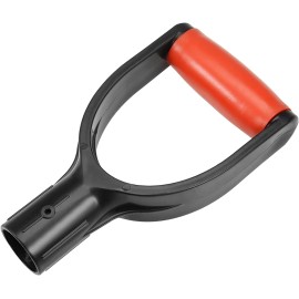 MroMax D-Grip Handles, 1-1/4" Inner Diameter, PVC, Snow Shovel Replacement, Garden Tool - Red-Black, 1-Pack