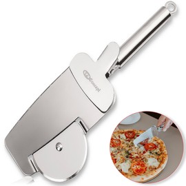 Pizza Cutter Wheel 4 in 1 design, Super Sharp Slicer, very easy to Cut & Serve, all Stainless Steel, Dishwasher safe