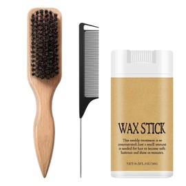 Slick Back Hair Brush & Hair Wax Stick Set for Women & Kids, Boar Bristle Brush for Sleek Sectioning & Parting, Wax Stick Control, Smooth Flyaways & Baby Hairs air Pomade Stick