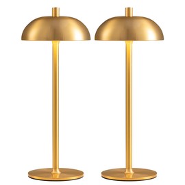 NEWSEE Cordless LED Table Lamp Set of 2, Modern Portable Desk Lamp, 3 Color Stepless Dimming Built-in Rechargeable Battery Lights, for Bedroom, Patio, Outdoor, Restaurant, Bedside Night Lamp(Gold)