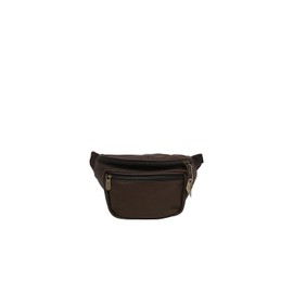HomeStock Rococo Radiance Waist Pouch in Lightweight Cowhide Leather with Rounded Front Panel, Smooth Back, 3 Zippered Compartments, Key Ring, Adjustable 40" Waist Strap