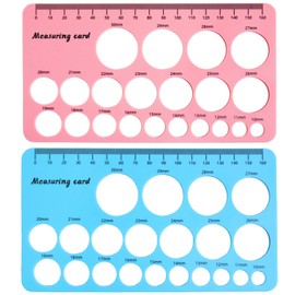 2PCS Safety Eye Sizer Tool, 10~30mm Diameter Measuring Ruler, Attaching Safety Eye Tool for Helps You Measure Safety-Eyes Size for DIY Stuffed Animal Eyes Install Doll Making Supplies Craft(Blue,Pink)