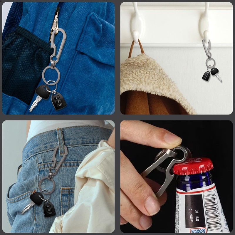 Ouligay Titanium Carabiner Keyring Carabiner Bottle Opener Titanium Carabiner Key
