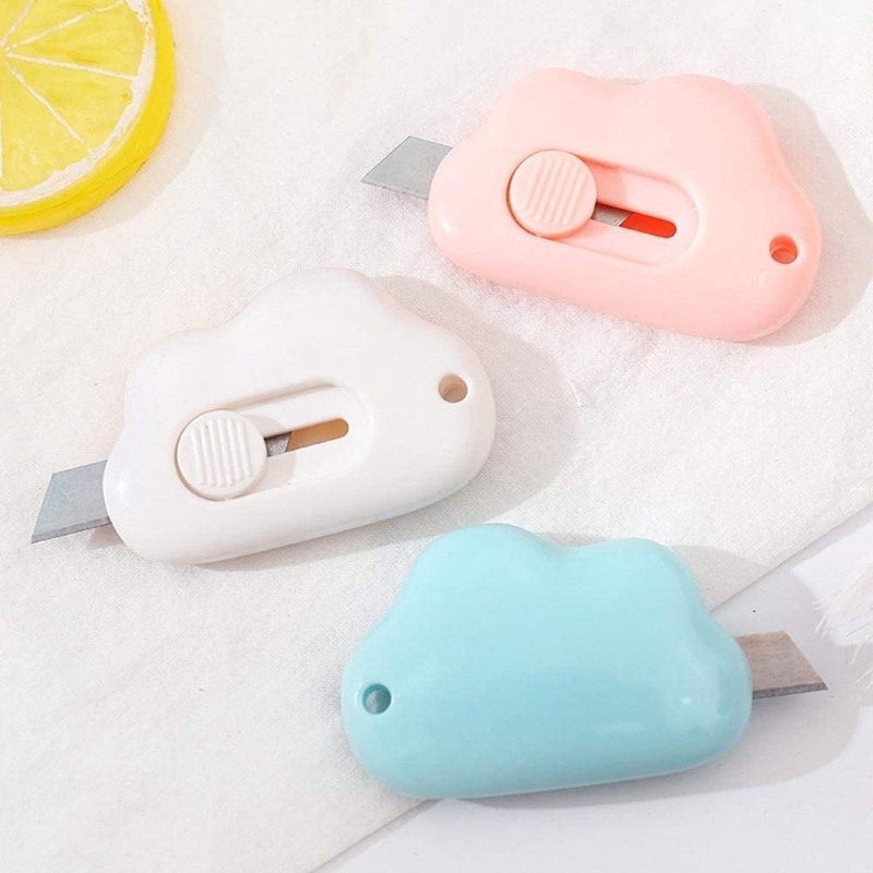 3Pcs Mini Cutter Cloud Shape Retractable Letter Opener Utility Shrink